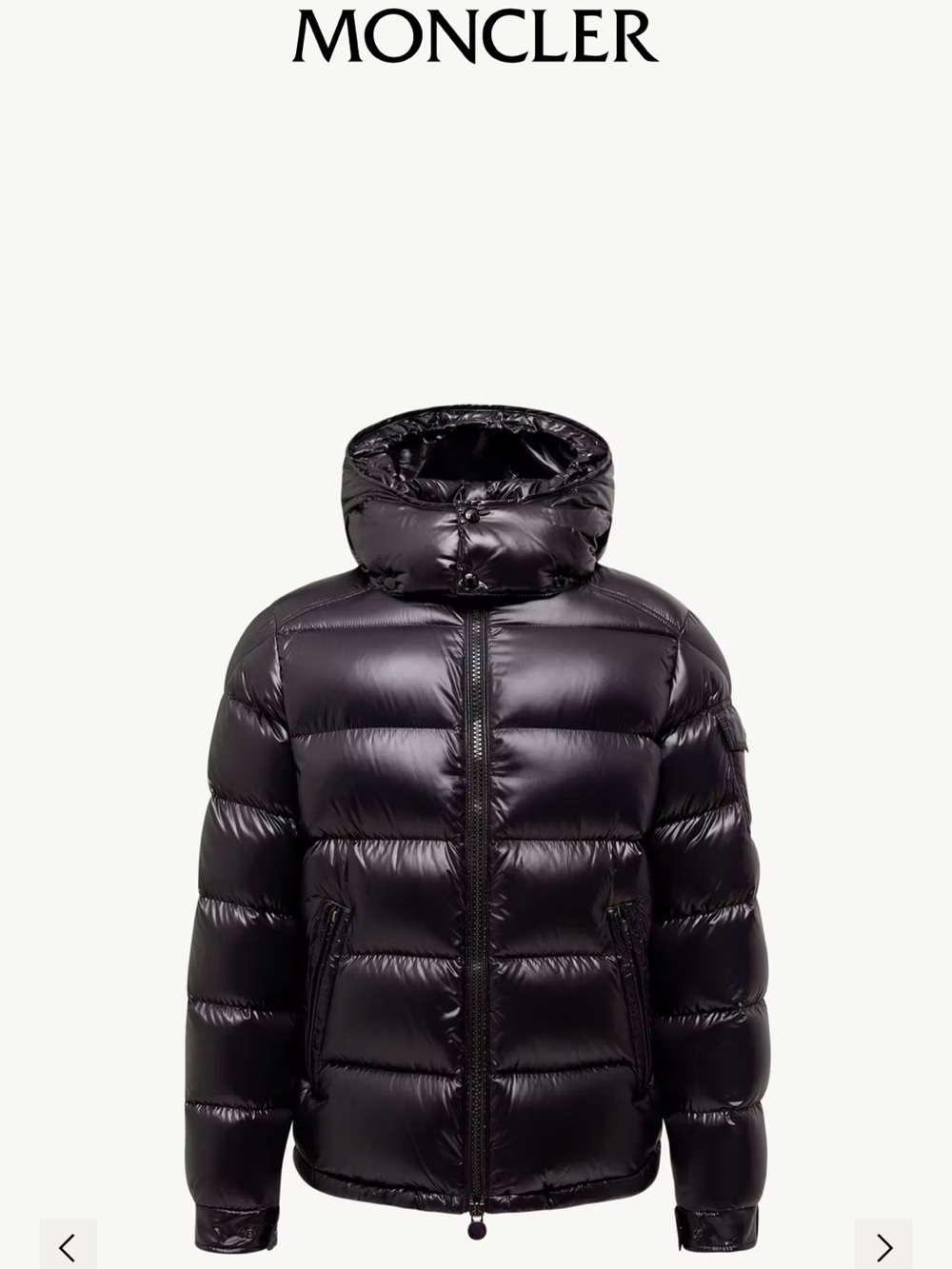 Moncler Black High-Shine Quilted Puffer Jacket with Hood